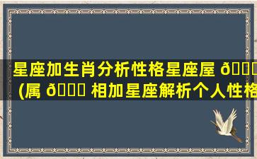 星座加生肖分析性格星座屋 🐈 (属 🐋 相加星座解析个人性格)